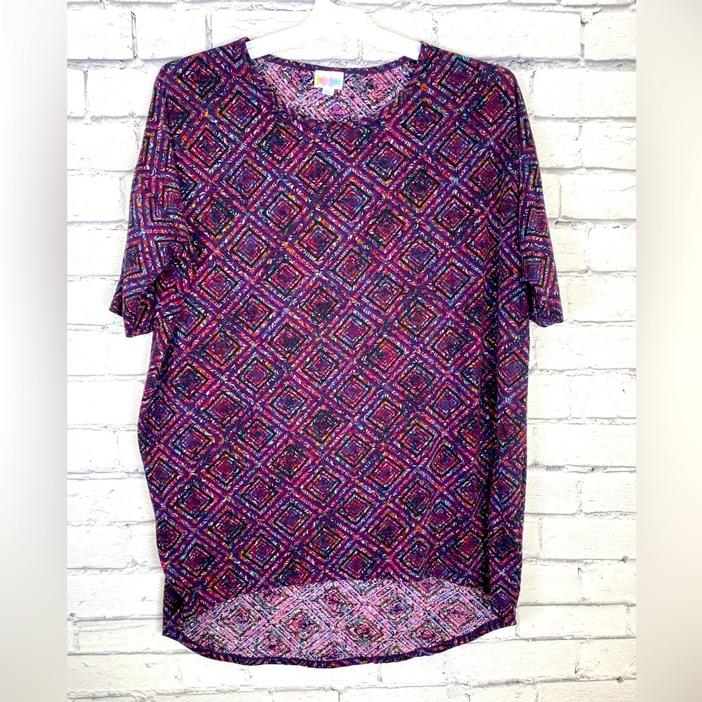 LuLaRoe Purple Geometric Tunic Top Oversized Large